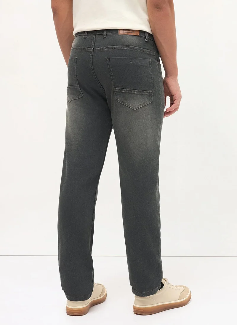 Urbano Fashion  Urbano Fashion Men's Dark Grey Regular Fit Heavy Washed Denim Jeans Stretchable for Men | Best Price UAE